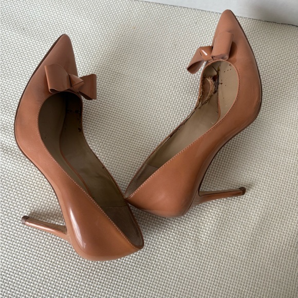 Ann Taylor Pink High Heel Pumps Patent Leather Bow Pointed Toe 7.5 - Picture 5 of 12